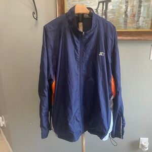 Starter Mens Windbreaker Jacket Navy Blue Orange Full Zip XL RN 70892